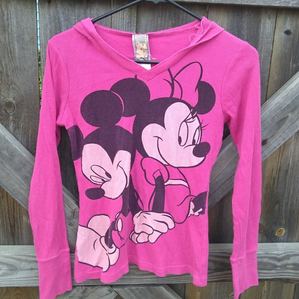 Mickey Loves Minnie Hooded Pink Henley